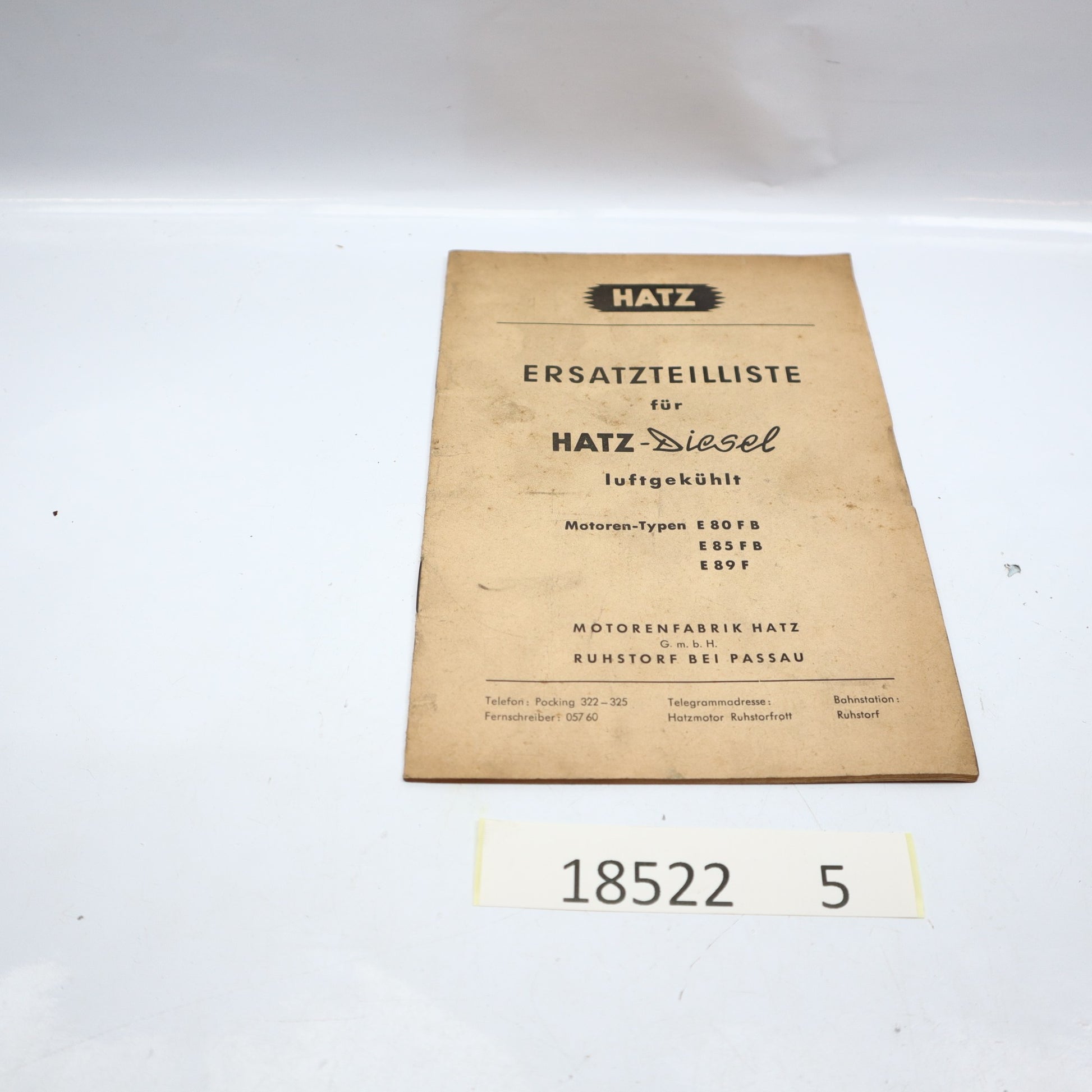 Hatz Diesel E 80 Motor Ersatzteilliste