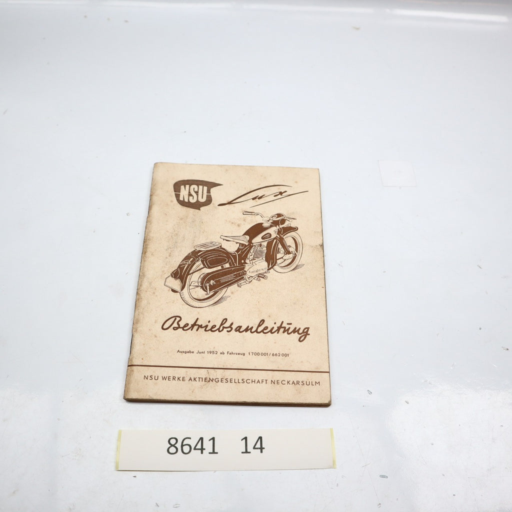 NSU LUX BETRIEBSANLEITUNG