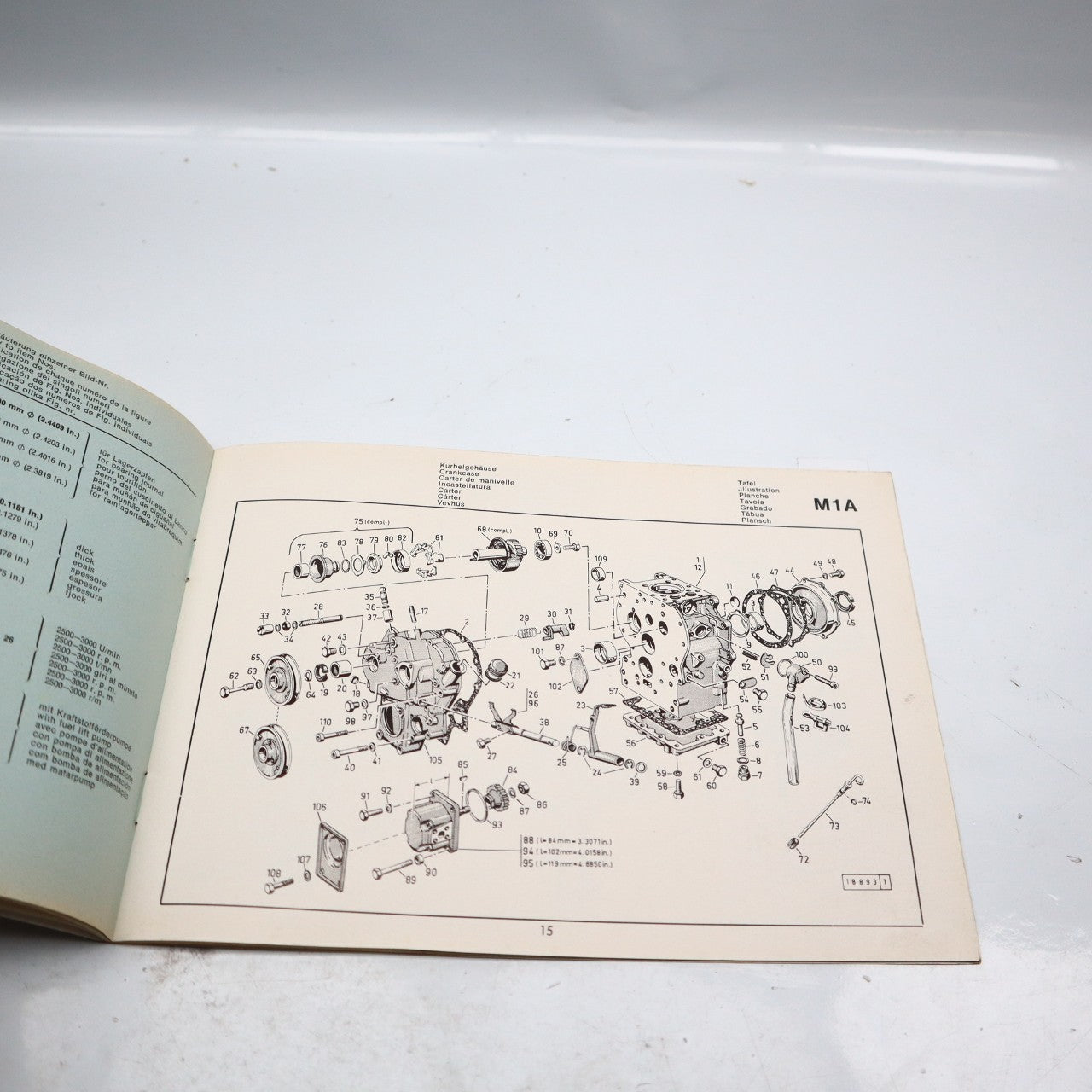 DEUTZ F1L410 MOTOR ERSATZTEILLISTE